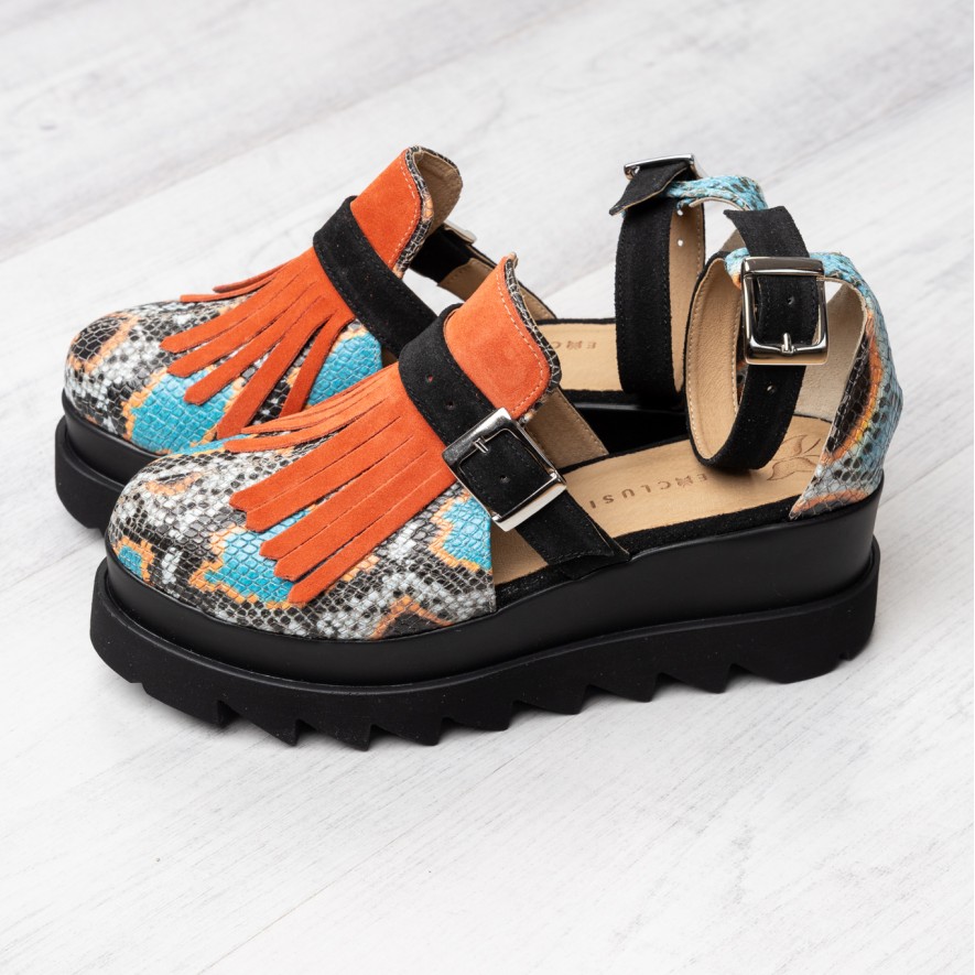*Pantofi - Amur - Snake Turcoaz